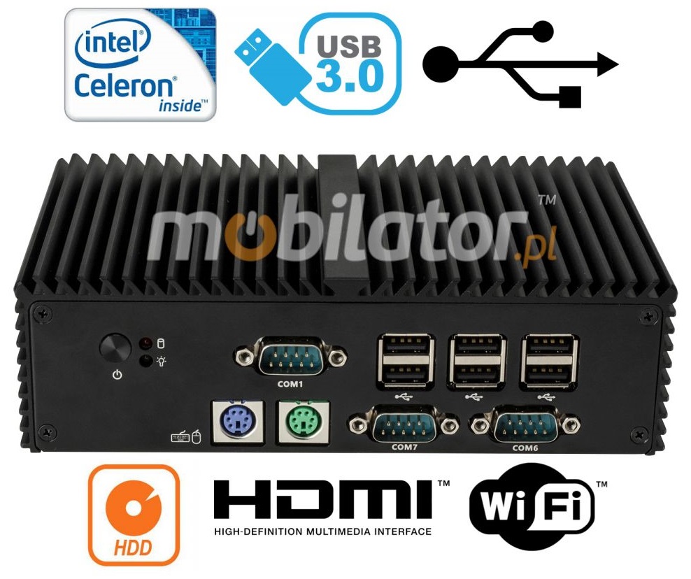 MiniPC - Industrial Fanless Computer mBOX Q190X - PS/2 HDD WiFi